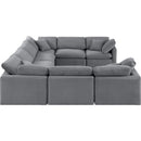  Manufacturer Color_Grey -- Indulge 140" Grey Velvet Upholstered 8 pc Modular Sectional IMAGE 5