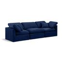  Manufacturer Color_Navy -- Indulge 105" Navy Velvet Upholstered 3 pc Modular Sofa IMAGE 1