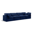  Manufacturer Color_Navy -- Indulge 140" Navy Velvet Upholstered 4 pc Modular Sofa IMAGE 1