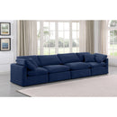  Manufacturer Color_Navy -- Indulge 140" Navy Velvet Upholstered 4 pc Modular Sofa IMAGE 2