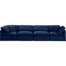  Manufacturer Color_Navy -- Indulge 140" Navy Velvet Upholstered 4 pc Modular Sofa IMAGE 4