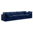  Manufacturer Color_Navy -- Indulge 140" Navy Velvet Upholstered 4 pc Modular Sofa IMAGE 8