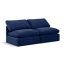  Manufacturer Color_Navy -- Indulge 70" Navy Velvet Upholstered 2 pc Armless Modular Loveseat IMAGE 1