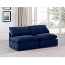  Manufacturer Color_Navy -- Indulge 70" Navy Velvet Upholstered 2 pc Armless Modular Loveseat IMAGE 2