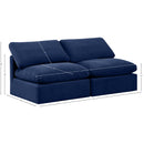  Manufacturer Color_Navy -- Indulge 70" Navy Velvet Upholstered 2 pc Armless Modular Loveseat IMAGE 7