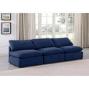  Manufacturer Color_Navy -- Indulge 105" Navy Velvet Upholstered 3 pc Armless Modular Sofa IMAGE 2