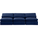  Manufacturer Color_Navy -- Indulge 105" Navy Velvet Upholstered 3 pc Armless Modular Sofa IMAGE 4
