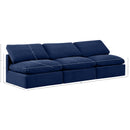  Manufacturer Color_Navy -- Indulge 105" Navy Velvet Upholstered 3 pc Armless Modular Sofa IMAGE 7