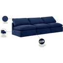  Manufacturer Color_Navy -- Indulge 105" Navy Velvet Upholstered 3 pc Armless Modular Sofa IMAGE 8