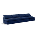  Manufacturer Color_Navy -- Indulge 140" Navy Velvet Upholstered 4 pc Armless Modular Sofa IMAGE 1