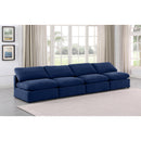  Manufacturer Color_Navy -- Indulge 140" Navy Velvet Upholstered 4 pc Armless Modular Sofa IMAGE 2