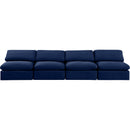  Manufacturer Color_Navy -- Indulge 140" Navy Velvet Upholstered 4 pc Armless Modular Sofa IMAGE 4