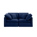  Manufacturer Color_Navy -- Indulge 70" Navy Velvet Upholstered 2 pc Modular Loveseat IMAGE 4