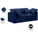  Manufacturer Color_Navy -- Indulge 70" Navy Velvet Upholstered 2 pc Modular Loveseat IMAGE 9
