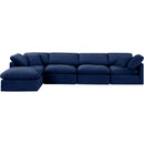  Manufacturer Color_Navy -- Indulge 140" Navy Velvet Upholstered 5 pc Modular Sectional IMAGE 4
