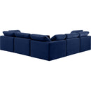  Manufacturer Color_Navy -- Indulge 105" Navy Velvet Upholstered 5 pc Modular Sectional IMAGE 3