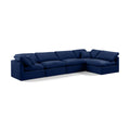  Manufacturer Color_Navy -- Indulge 140" Navy Velvet Upholstered 5 pc Modular Sectional IMAGE 1