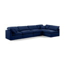  Manufacturer Color_Navy -- Indulge 140" Navy Velvet Upholstered 5 pc Modular Sectional IMAGE 1