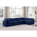  Manufacturer Color_Navy -- Indulge 140" Navy Velvet Upholstered 5 pc Modular Sectional IMAGE 2
