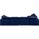  Manufacturer Color_Navy -- Indulge 140" Navy Velvet Upholstered 5 pc Modular Sectional IMAGE 3