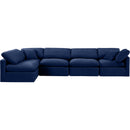  Manufacturer Color_Navy -- Indulge 140" Navy Velvet Upholstered 5 pc Modular Sectional IMAGE 4