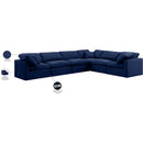  Manufacturer Color_Navy -- Indulge 140" Navy Velvet Upholstered 6 pc Modular Sectional IMAGE 10