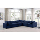  Manufacturer Color_Navy -- Indulge 140" Navy Velvet Upholstered 6 pc Modular Sectional IMAGE 2