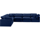  Manufacturer Color_Navy -- Indulge 140" Navy Velvet Upholstered 6 pc Modular Sectional IMAGE 4