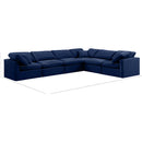  Manufacturer Color_Navy -- Indulge 140" Navy Velvet Upholstered 6 pc Modular Sectional IMAGE 9