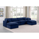  Manufacturer Color_Navy -- Indulge 140" Navy Velvet Upholstered 6 pc Modular Sectional IMAGE 2