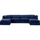  Manufacturer Color_Navy -- Indulge 140" Navy Velvet Upholstered 6 pc Modular Sectional IMAGE 4
