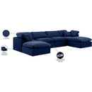  Manufacturer Color_Navy -- Indulge 140" Navy Velvet Upholstered 6 pc Modular Sectional IMAGE 8