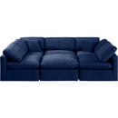  Manufacturer Color_Navy -- Indulge 105" Navy Velvet Upholstered 6 pc Modular Sectional IMAGE 4