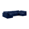  Manufacturer Color_Navy -- Indulge 140" Navy Velvet Upholstered 6 pc Modular Sectional IMAGE 1