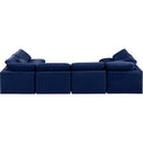  Manufacturer Color_Navy -- Indulge 140" Navy Velvet Upholstered 6 pc Modular Sectional IMAGE 3