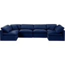  Manufacturer Color_Navy -- Indulge 140" Navy Velvet Upholstered 6 pc Modular Sectional IMAGE 4