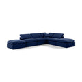  Manufacturer Color_Navy -- Indulge 140" Navy Velvet Upholstered 6 pc Modular Sectional IMAGE 1