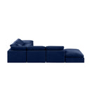  Manufacturer Color_Navy -- Indulge 140" Navy Velvet Upholstered 6 pc Modular Sectional IMAGE 3