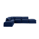  Manufacturer Color_Navy -- Indulge 140" Navy Velvet Upholstered 6 pc Modular Sectional IMAGE 4