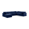  Manufacturer Color_Navy -- Indulge 140" Navy Velvet Upholstered 7 pc Modular Sectional IMAGE 1