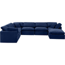  Manufacturer Color_Navy -- Indulge 140" Navy Velvet Upholstered 7 pc Modular Sectional IMAGE 4