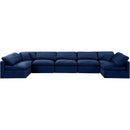  Manufacturer Color_Navy -- Indulge 175" Navy Velvet Upholstered 7 pc Modular Sectional IMAGE 4