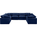  Manufacturer Color_Navy -- Indulge 140" Navy Velvet Upholstered 8 pc Modular Sectional IMAGE 4