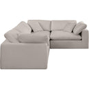 Meridian Comfy Beige Linen Textured Fabric Modular Sectional IMAGE 4