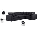  Manufacturer Color_Black -- Comfy 119" Black Linen Textured Fabric Upholstered 4 pc Modular Sectional IMAGE 11