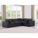  Manufacturer Color_Black -- Comfy 119" Black Linen Textured Fabric Upholstered 4 pc Modular Sectional IMAGE 2