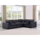 Meridian Comfy Black Linen Textured Fabric Modular Sectional IMAGE 2