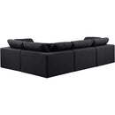 Manufacturer Color_Black -- Comfy 119" Black Linen Textured Fabric Upholstered 4 pc Modular Sectional IMAGE 3
