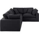  Manufacturer Color_Black -- Comfy 119" Black Linen Textured Fabric Upholstered 4 pc Modular Sectional IMAGE 4