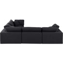  Manufacturer Color_Black -- Comfy 119" Black Linen Textured Fabric Upholstered 4 pc Modular Sectional IMAGE 5